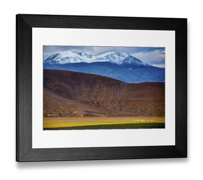 Framed Print : Snow covered mountains along the road from Ali and Gerze