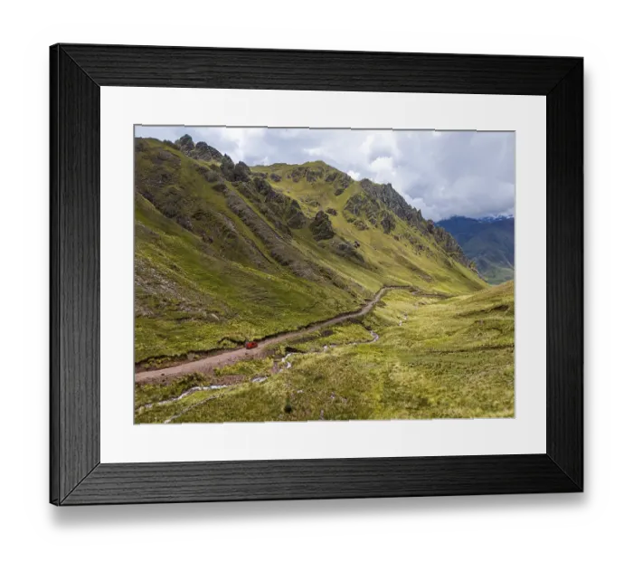 Framed Print : Off-road camper van crosses the Peruvian Andes