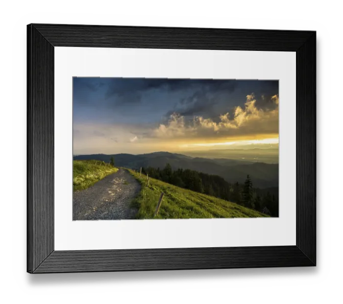 Framed Print : Hilly landscape with a hiking trail