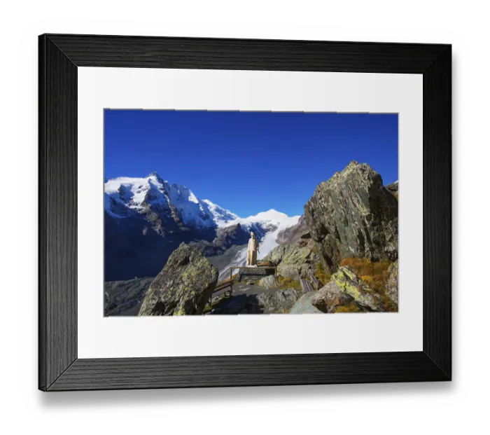 Framed Print : Emperor Franz Josef statue in front of Grossglockener with Pasterze