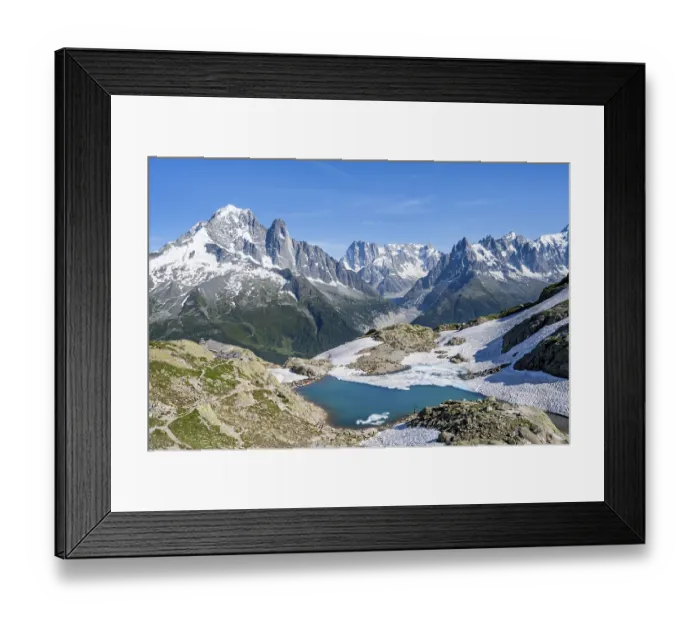 Framed Print : Mountain landscape with mountain lake Lac Blanc