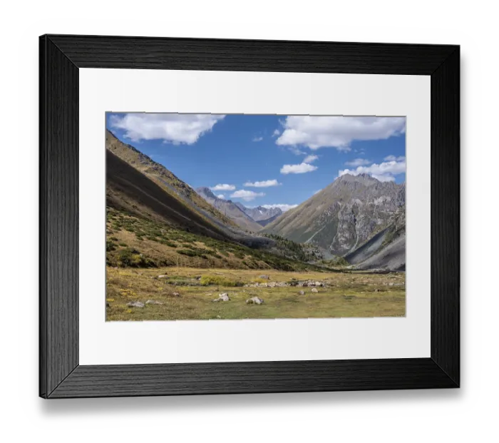 Framed Print : Landscape with mountains in the Tien Shan