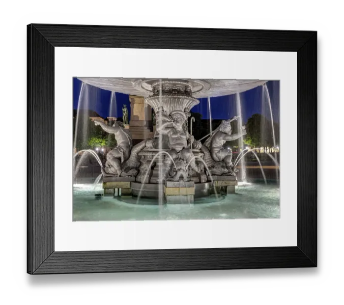 Framed Print : Fountain on the Schlossplatz, four figures symbolise Wuerttemberg rivers
