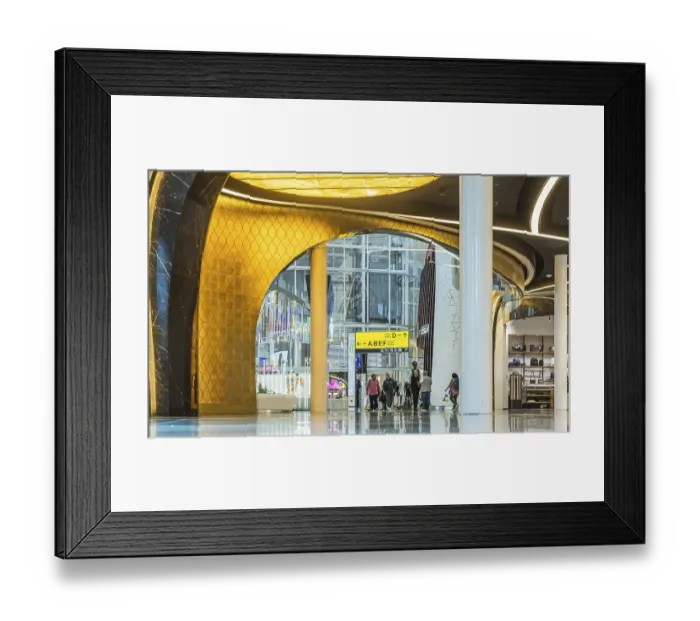 Framed Print : Abu Dhabi Airport, Zayed International Airport with passengers