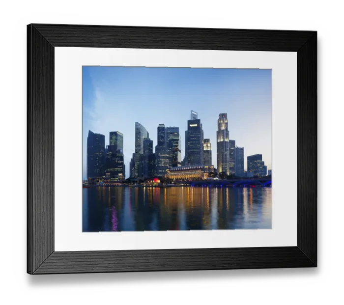 Framed Print : Singapore skyline and Marina Bay in evening
