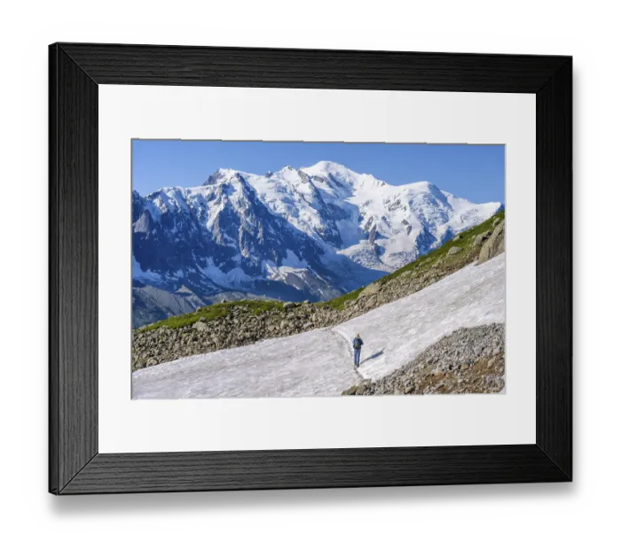 Framed Print : Mountaineer crossing a snowfield Framed Print : Mountaineer crossing a snowfield