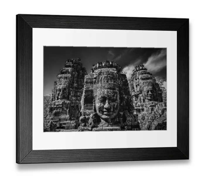 Framed Print : Ancient stone faces of Bayon temple