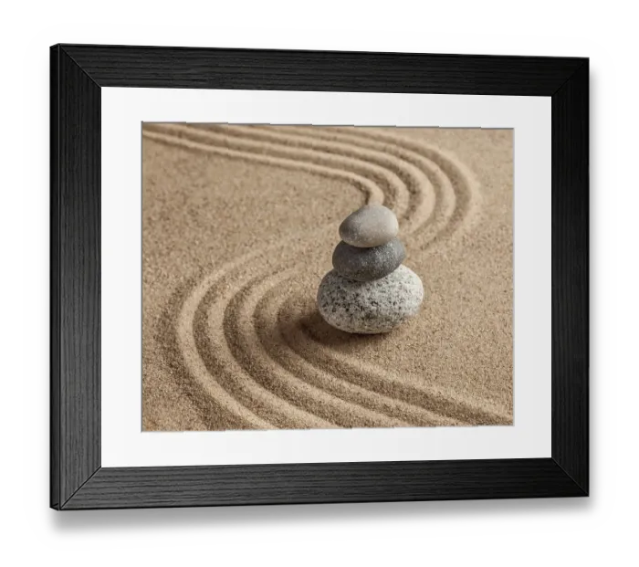 Framed Print : Japanese Zen stone garden, relaxation Framed Print : Japanese Zen stone garden, relaxation