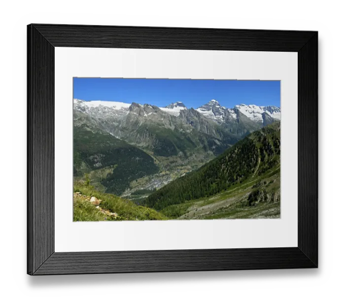 Framed Print : View of the Loetschental, the village of Blatten on the valley floor