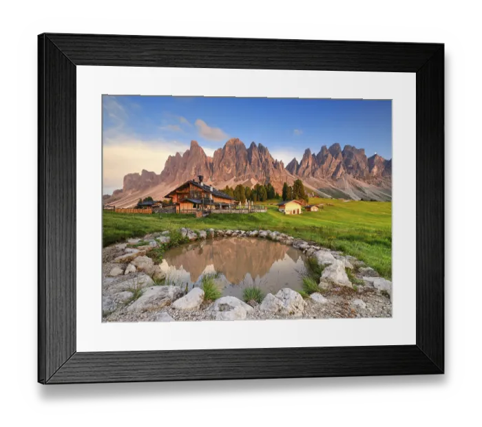 Framed Print : Geisleralm with Geisler group and alpenglow Framed Print : Geisleralm with Geisler group and alpenglow