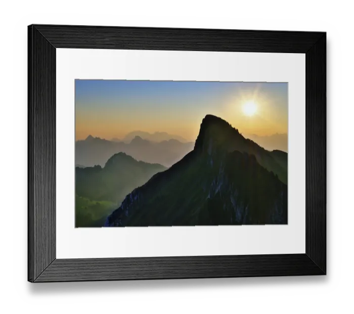 Framed Print : Tierberg at sunrise, behind it the Appenzell Alps with Alpstein and Saentis