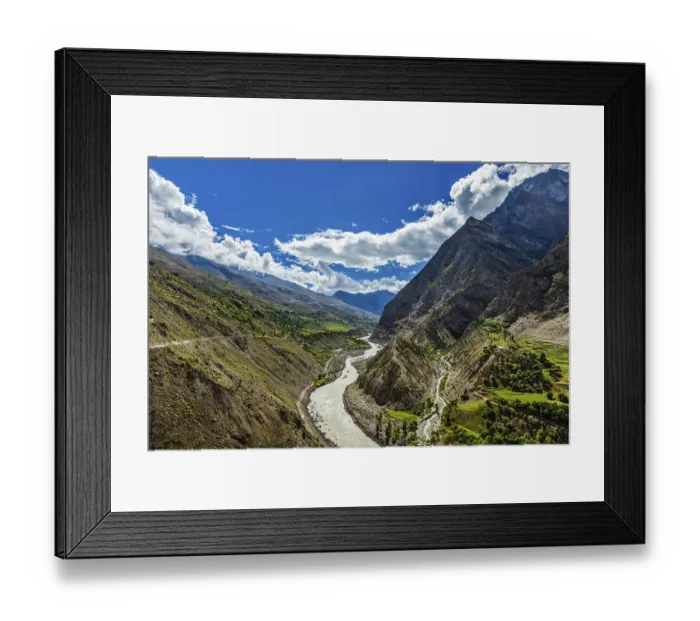 Framed Print : Chandra River in Himalayas and road Framed Print : Chandra River in Himalayas and road