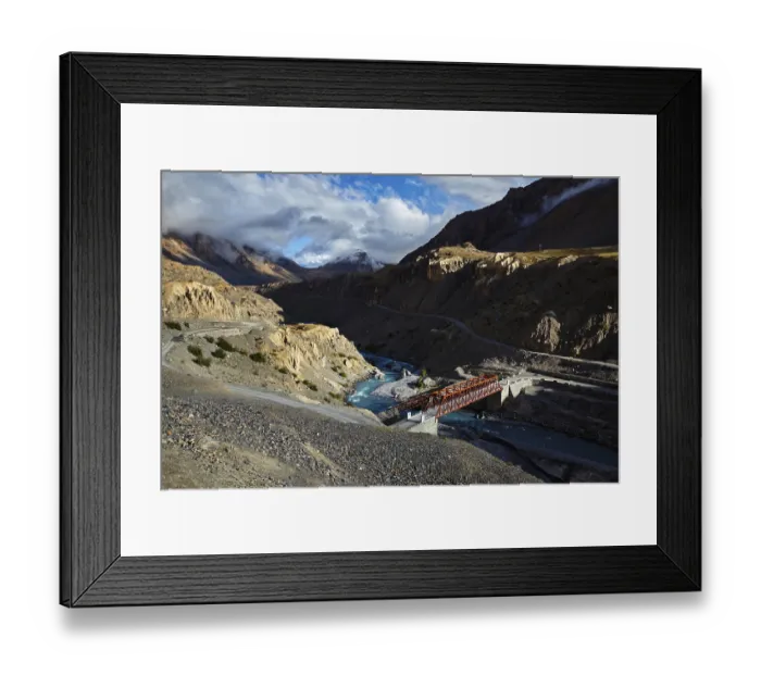 Framed Print : Bridge over Spiti river in Himalayas on sunset Framed Print : Bridge over Spiti river in Himalayas on sunset