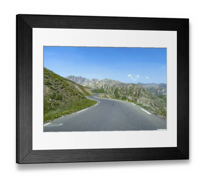 Framed Print : Mountain road from Col de la Bonette to Col de Raspaillon in high mountains above tree line