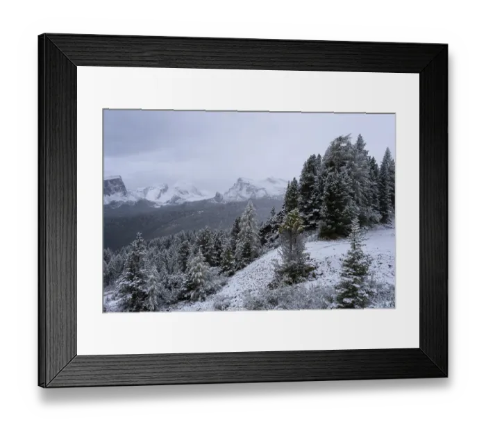 Framed Print : Winter landscape in the mountains of the Dolomites