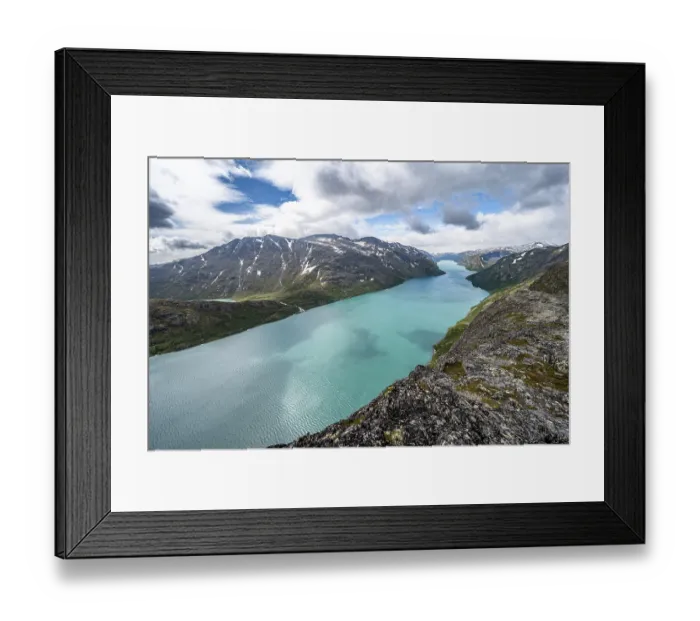 Framed Print : View of Lake Gjende and mountains Framed Print : View of Lake Gjende and mountains