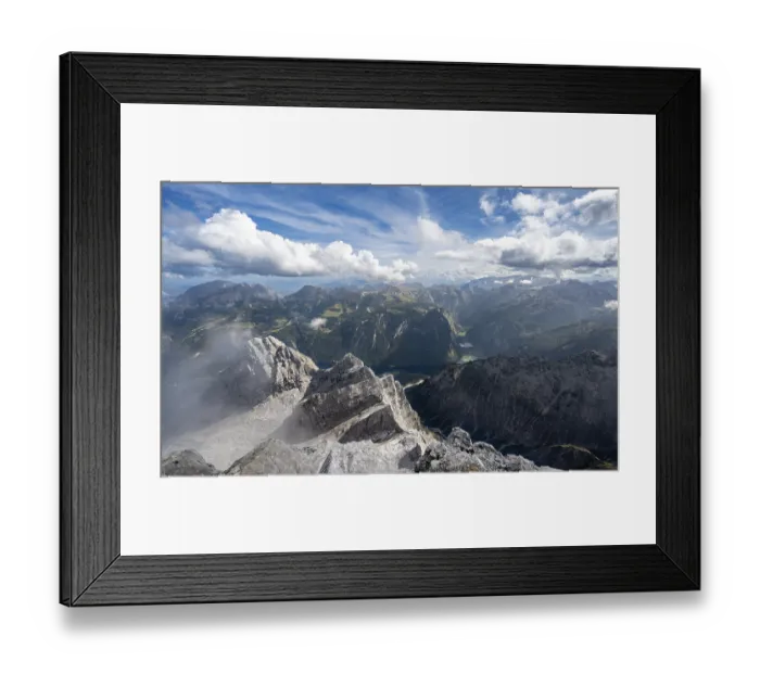 Framed Print : View from the rocky summit of the Watzmann Mittelspitze