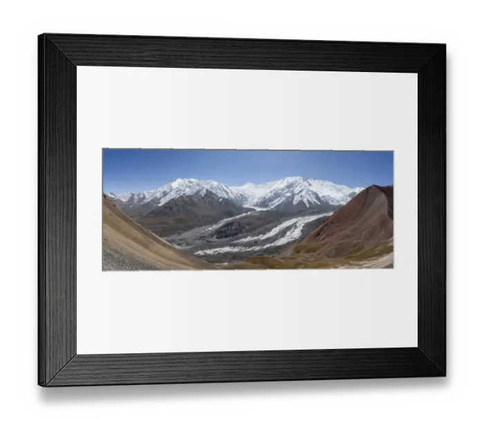 Framed Print : High mountain landscape with glacier moraines and glacier tongues
