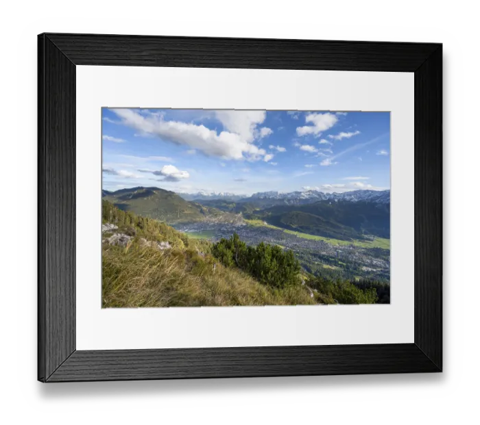 Framed Print : View of Garmisch-Partenkirchen and mountain panorama Framed Print : View of Garmisch-Partenkirchen and mountain panorama