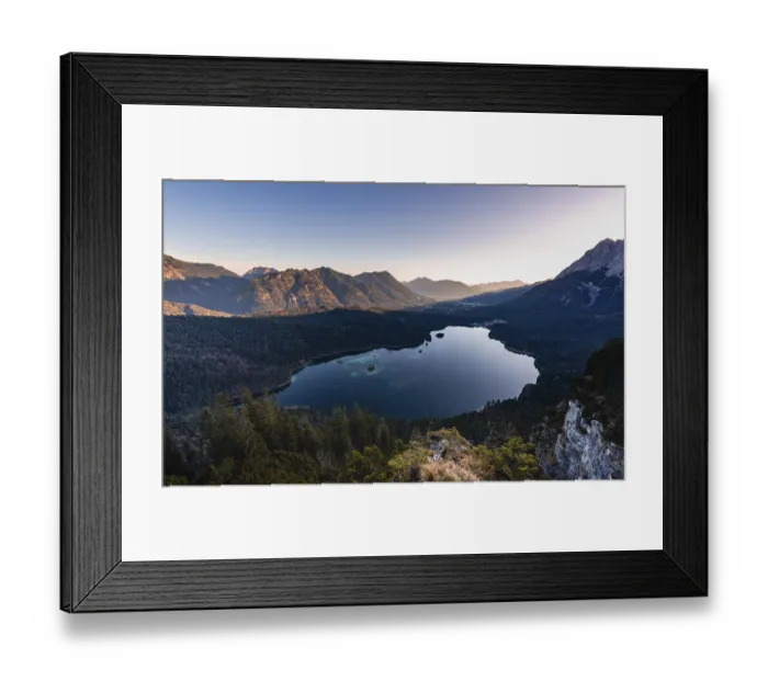 Framed Print : Eibsee lake and Zugspitze massif with Zugspitze