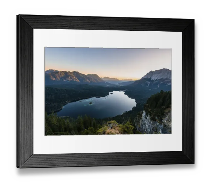 Framed Print : Eibsee lake and Zugspitze massif with Zugspitze