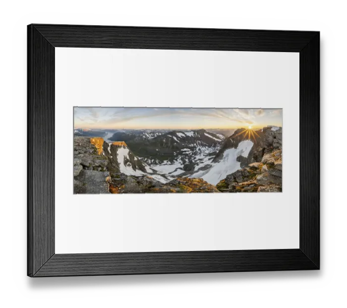Framed Print : Evening atmosphere, sun shining over mountains in Jostedalsbreen National Park Framed Print : Evening atmosphere, sun shining over mountains in Jostedalsbreen National Park