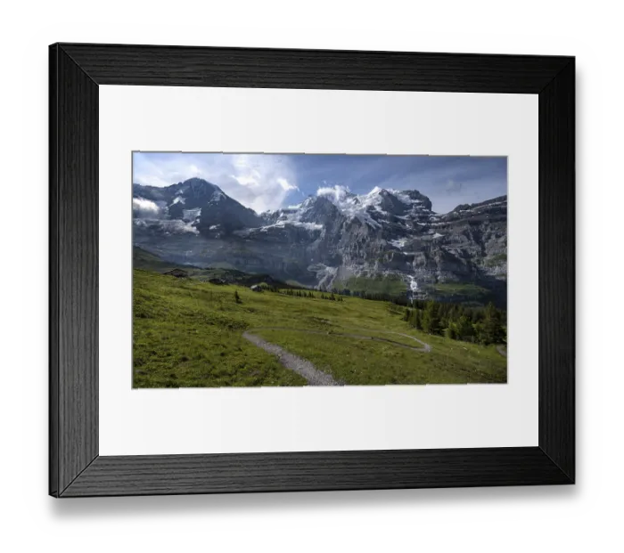 Framed Print : Hiking trail in front of the Eiger north face