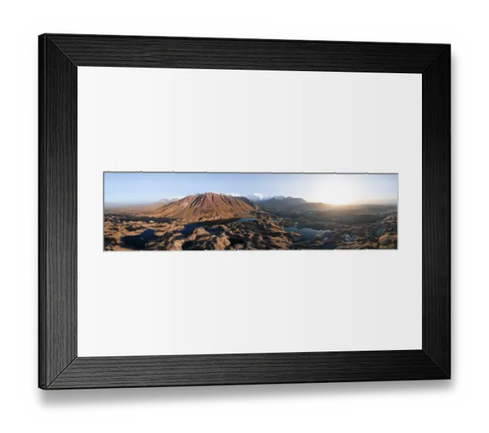 Framed Print : Atmospheric aerial view, high mountain landscape with glacier moraines and mountain lakes