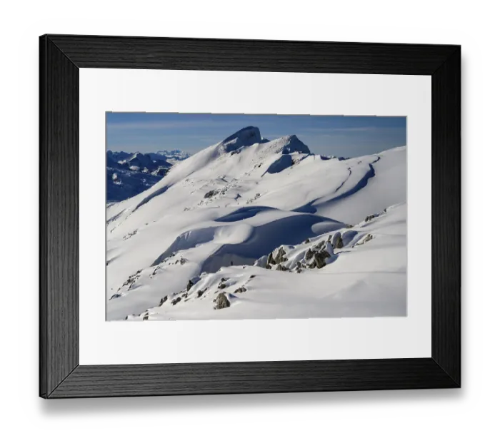 Framed Print : Summit of the Toreck with snow cornices and blue sky