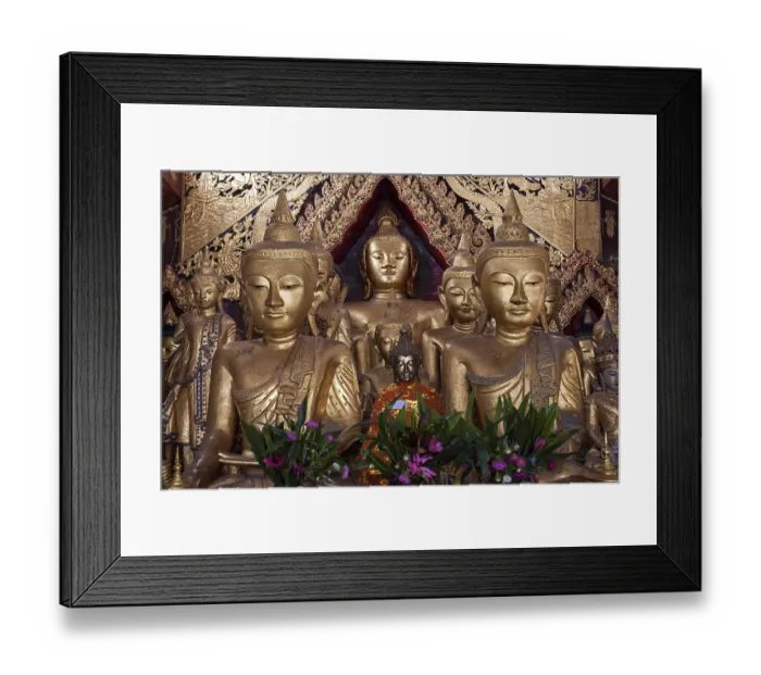 Framed Print : Bronze Buddha statues at Wat Jong Kham