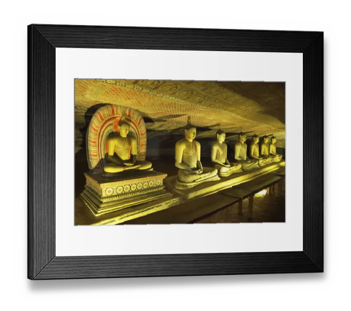 Framed Print : Buddha statues and murals in one of the cave temples of the Golden Temple