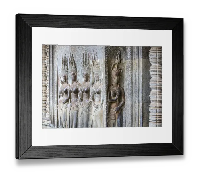 Framed Print : Relief sculpture of apsaras, devatas at Angkor Wat