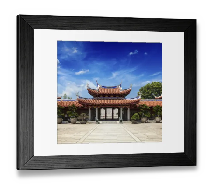 Framed Print : Gates of Lian Shan Shuang Lin Monastery