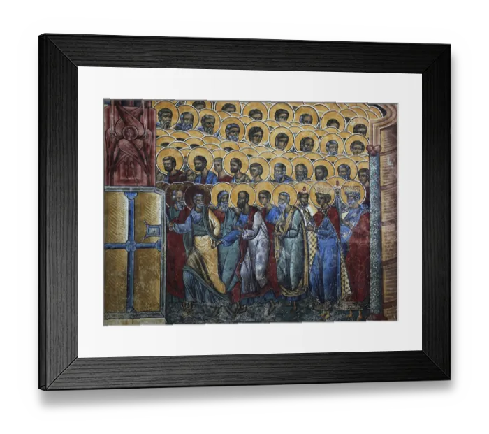 Framed Print : Frescoes on the outer wall. The Voronet Monastery Framed Print : Frescoes on the outer wall. The Voronet Monastery