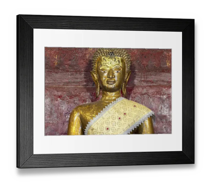 Framed Print : Golden Buddha statue, Bhumispara-mudra