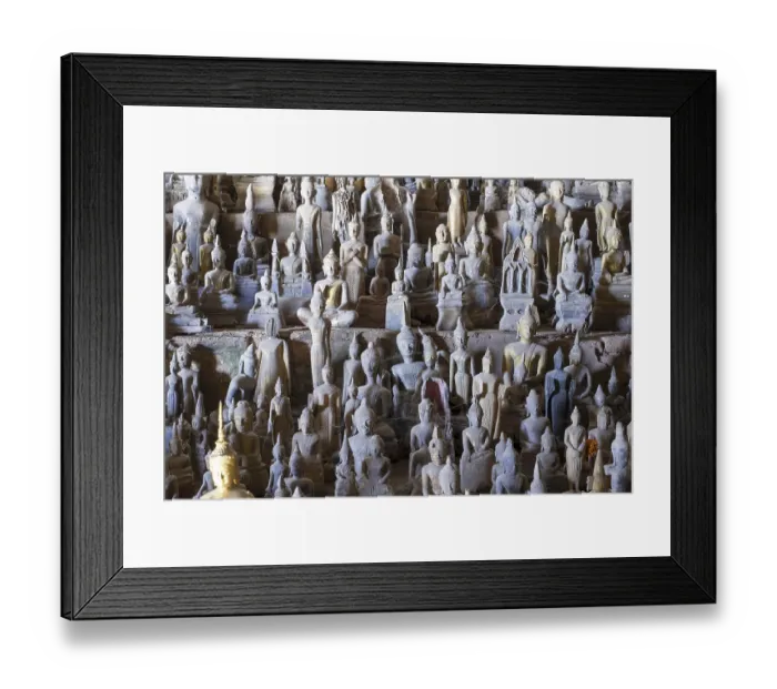 Framed Print : Numerous Buddha statues in Pak Ou Cave