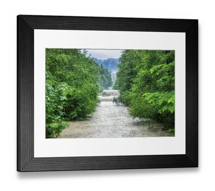 Framed Print : A river with strong rapids between dense Framed Print : A river with strong rapids between dense