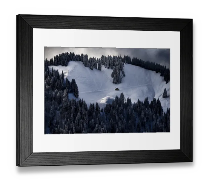 Framed Print : Winter forest with mountain hut Framed Print : Winter forest with mountain hut