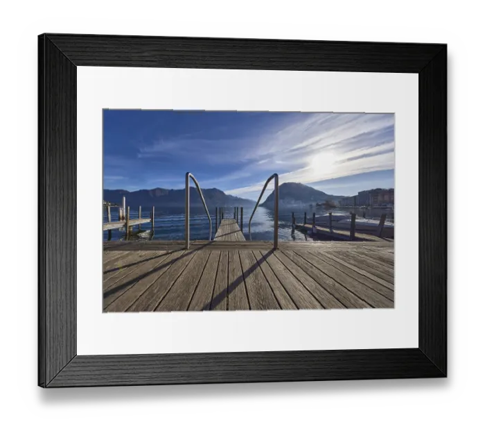 Framed Print : Jetty, wooden planks, stainless steel railing Framed Print : Jetty, wooden planks, stainless steel railing