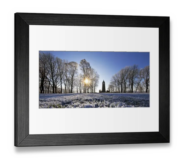 Framed Print : Hoarfrost on the Hohenstein with mountain monument in the backlight Framed Print : Hoarfrost on the Hohenstein with mountain monument in the backlight