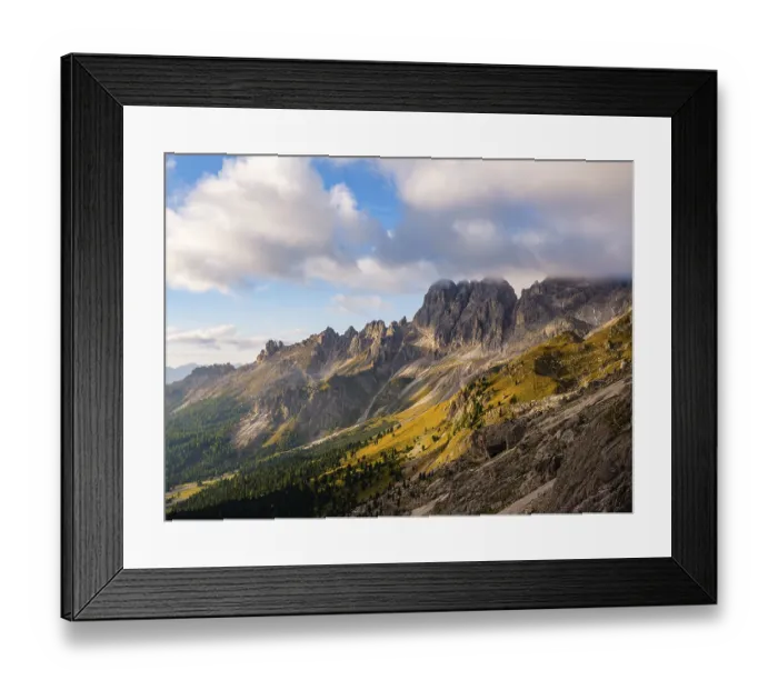 Framed Print : View into the Vajolet valley, behind the Croda Rossa peak