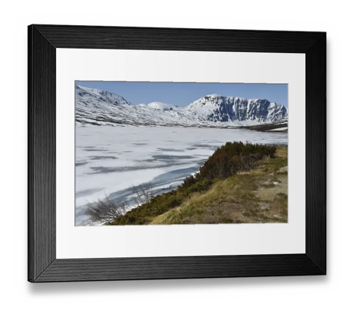 Framed Print : Icy lake in the mountains of Norway