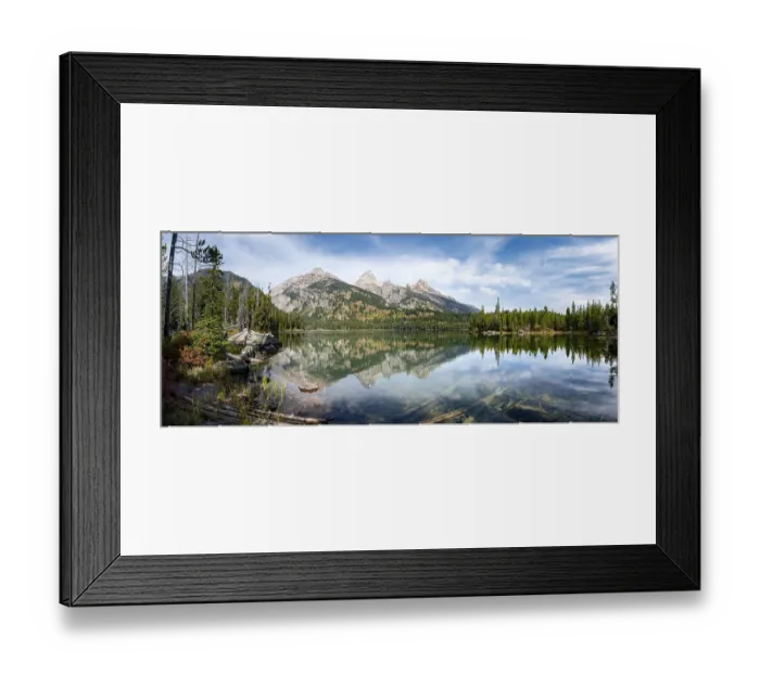 Framed Print : Reflection in Taggart Lake, view of the Teton Range Framed Print : Reflection in Taggart Lake, view of the Teton Range
