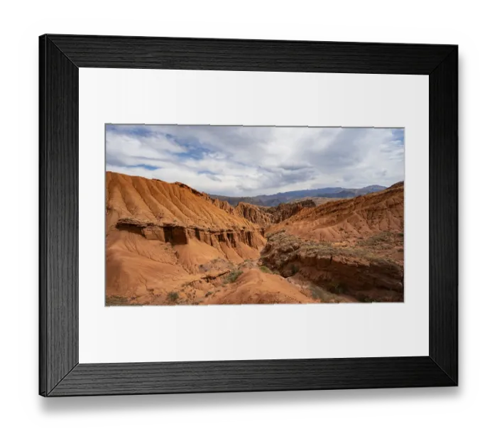 Framed Print : Eroded mountain landscape with sandstone cliffs Framed Print : Eroded mountain landscape with sandstone cliffs