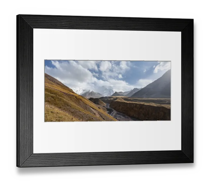Framed Print : Valley with river Achik Tash between high mountains Framed Print : Valley with river Achik Tash between high mountains