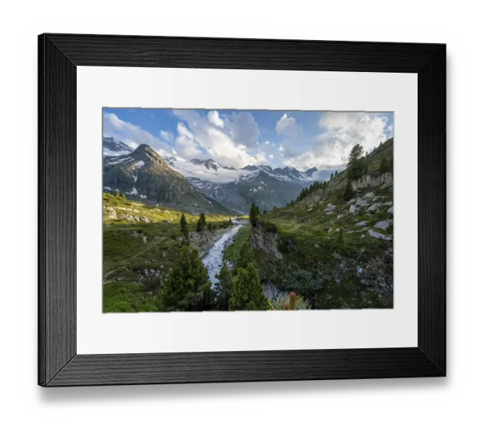 Framed Print : Mountain landscape with mountain stream Zemmbach
