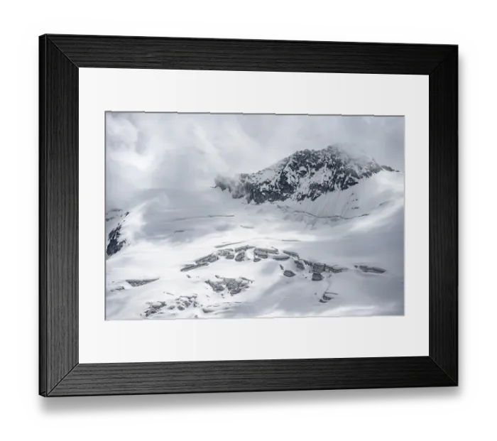 Framed Print : Snow and glacier ice with crevasses on the Waxeggkees glacier