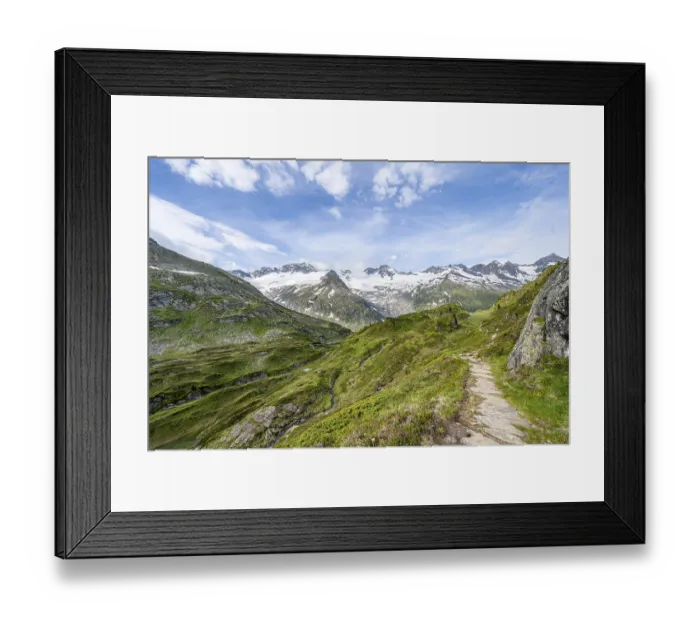 Framed Print : Hiking trail in picturesque mountain landscape