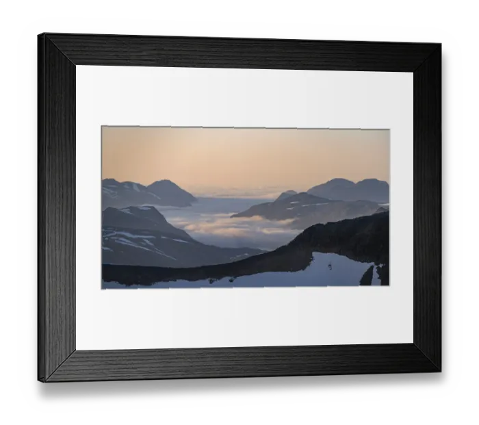 Framed Print : Mountain panorama with clouds in the valley