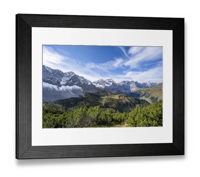 Framed Print : Mountain panorama with steep rocky peaks Framed Print : Mountain panorama with steep rocky peaks
